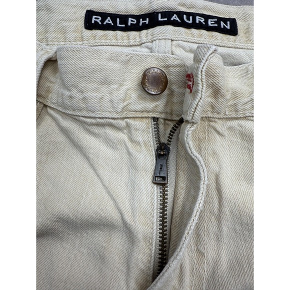 Ralph Lauren Jeans Mens 34x32 Beige Straight Leg Pants Distressed Stains Cotton - Picture 14 of 16
